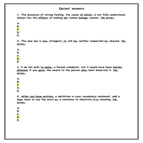Quizes'answers | DOC
