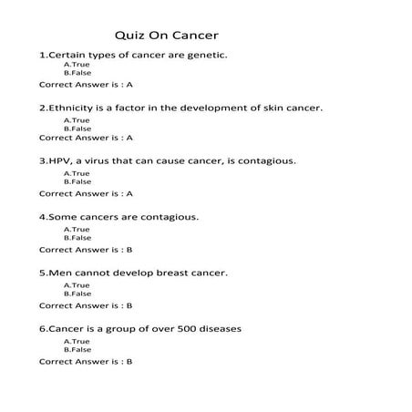 Quiz in cancer