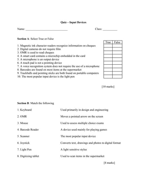 Imput Devces Quiz