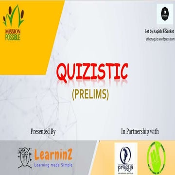 Quizistic prelims 2021