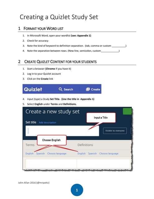 Quizlet "How To" workshop Sept 2016