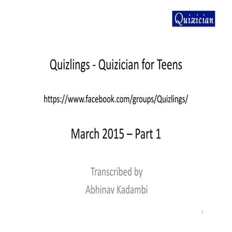 Quizlings mar 1 to 15, 2015