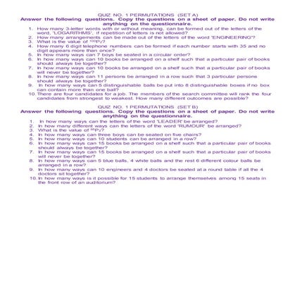 Quiz no 1 permutation | DOCX