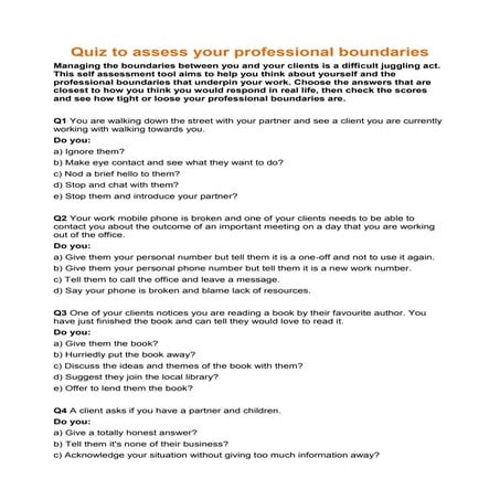 Quiz to assess your professional boundaries
