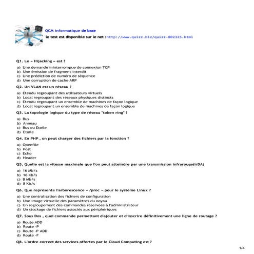 QCM informatique de base