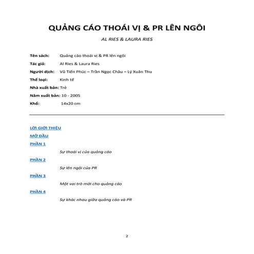 Quảng cáo thoái vị, PR lên ngôi