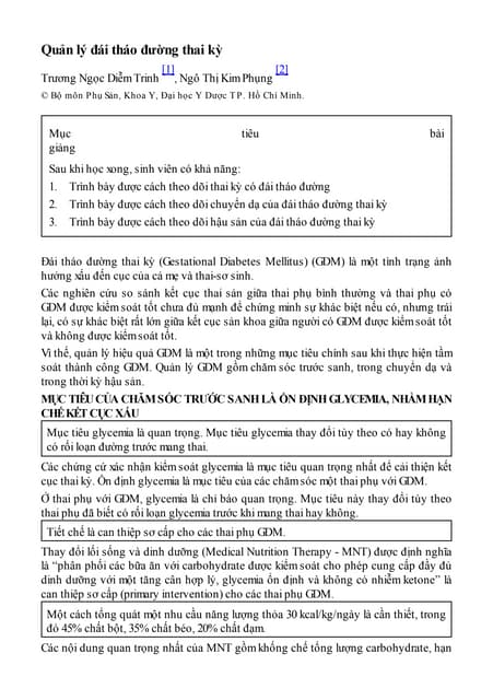QUẢN LÝ ĐÁI THÁO ĐƯỜNG THAI KỲ