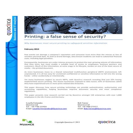 Print Security? Are Businesses Complacent?