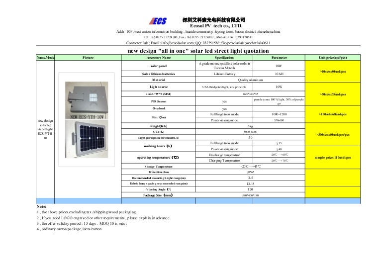 Quotation new design of solar led street light(10w)