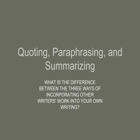 Quoting paraphrasing and summarizing