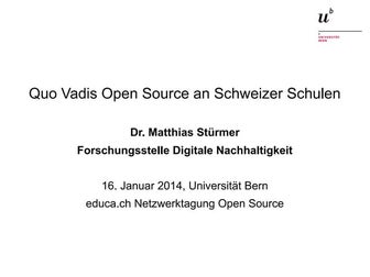 Quo Vadis Open Source an Schweizer Schulen