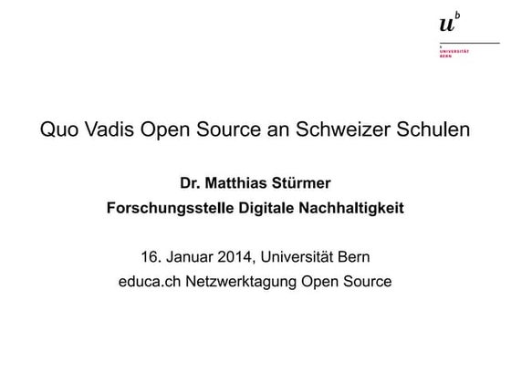 Quo Vadis Open Source an Schweizer Schulen