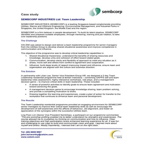 Sembcorp team leadership