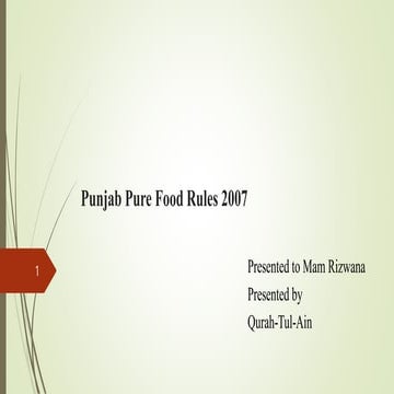 Punjab pure food rules 2007