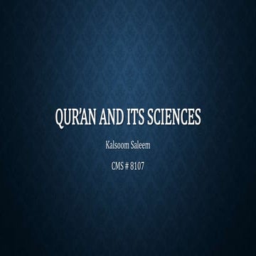 Qur’an and its sciences