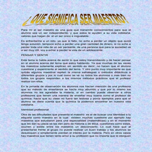 Qué significa ser maestro