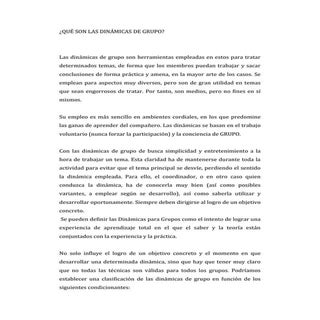 Qué son las dinámicas de grupo
