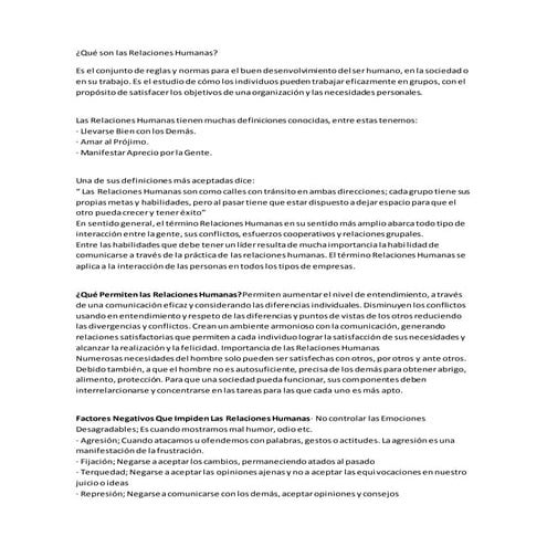 Qué son las relaciones humanas