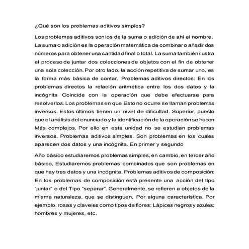 Qué son los problemas aditivos simples 