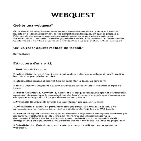 Què és una webquest per Miquel