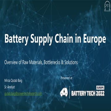 STATUS OF THE BATTERY SUPPLY CHAIN IN EUROPE