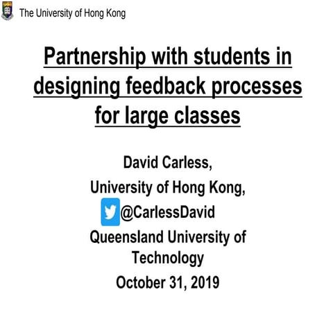 Partnership with students in designing feedback processes for large classes