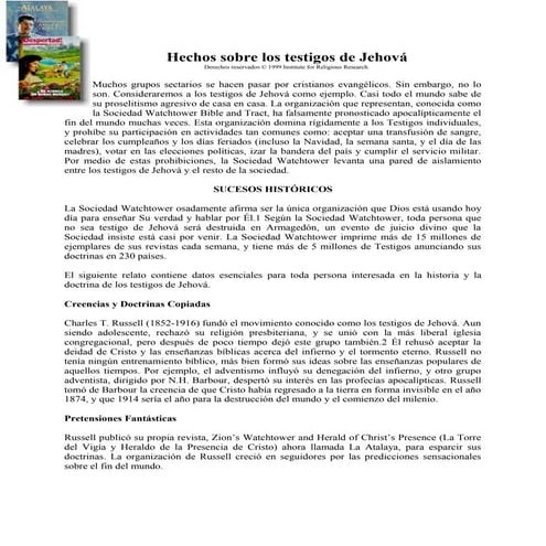 Hechos sobre los testigos de jehová