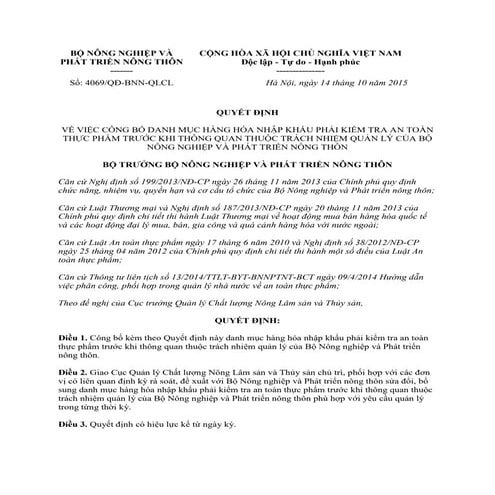 Quyết định 4069/QĐ-BNN-QLCL