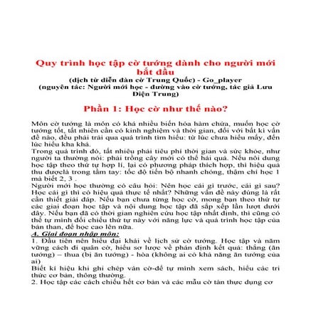 Cờ Tướng - Quy trình học cờ tướng