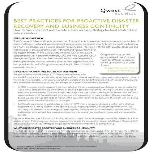 Best Practices for Proactive Disaster Recovery and Business Continuity