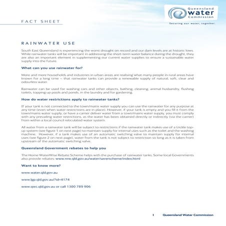 Rainwater Use - Queensland, Australia