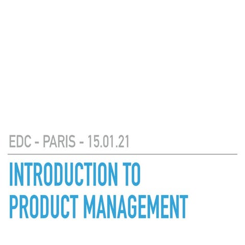 Introduction to Product Mgt Course