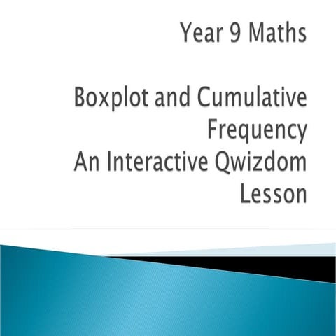 Qwizdom    year 9 maths - boxplot and cumulative frequency