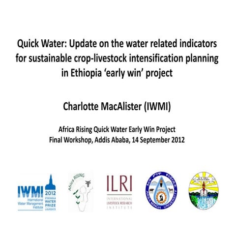 Quick Water: Update on the water related indicators for sustainable crop-live...