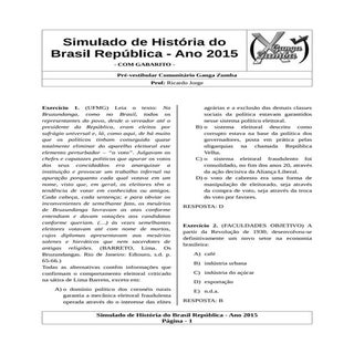 Simulado de história do brasil repú...