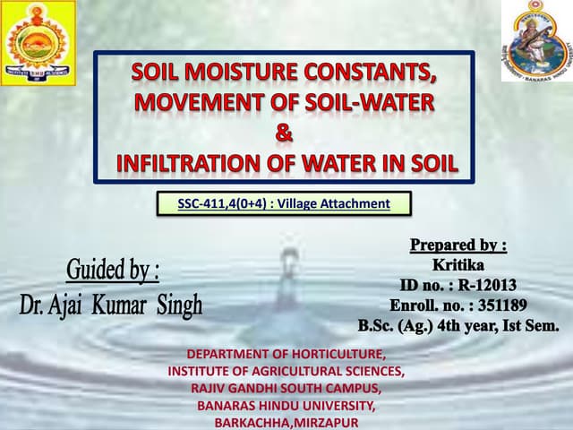 R 12013(ssc-411)-soil moisture constants,soil-water movement &amp; infiltration