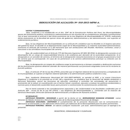 R.a. no.010 designacion medio ambiente y rr.nn