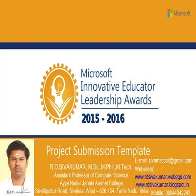 Microsoft Innovative Educator Award 2015-16 - R.D.Sivakumar