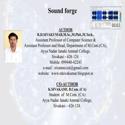 Sounf forge - R.D.Sivakumar
