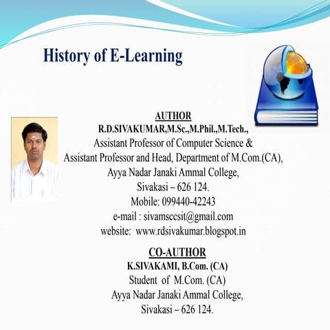 History of E-learning - R.D.sivakumar