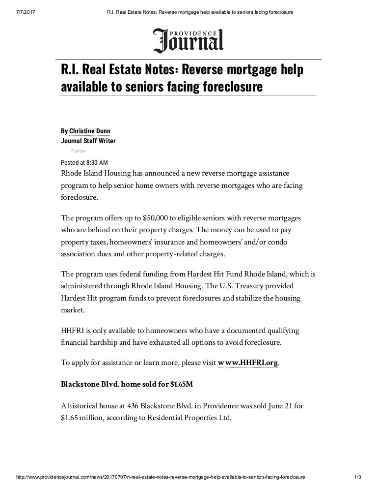 R I Real Estate Notes Warren Compound Sells