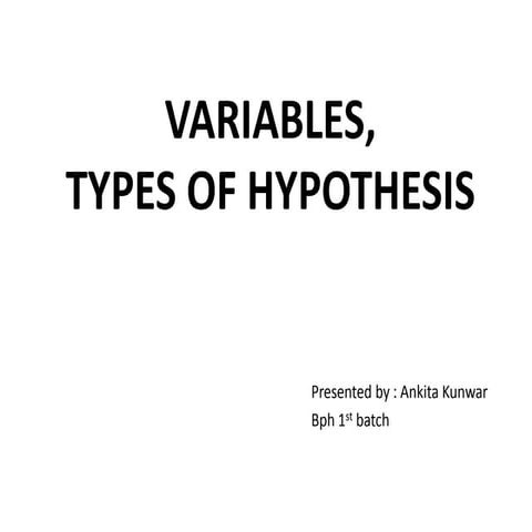 Variables & Research  hypothesis