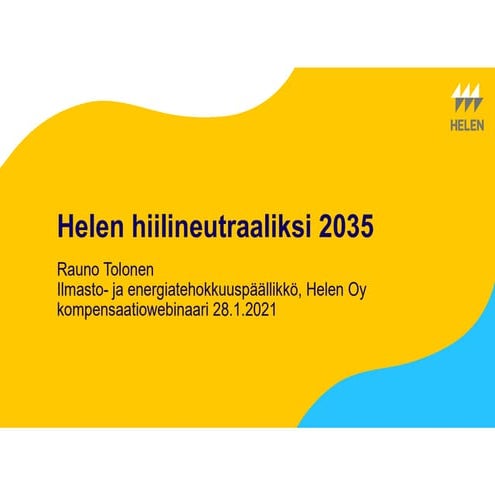 Helen hiilineutraaliksi 2035