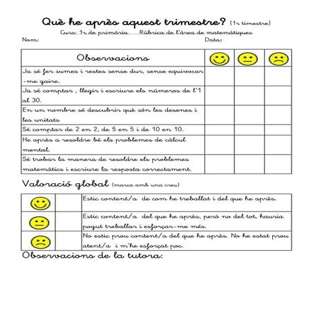 Rúbrica mates primer 1r trim