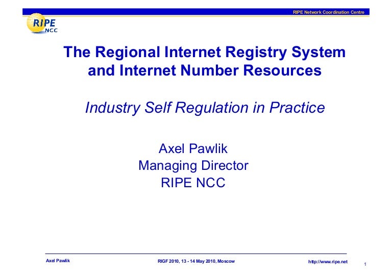 The Regional Internet Registry System and Internet Number Resources