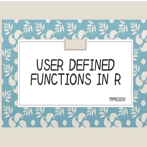 user defined functions in R | PPTX | Programming Languages | Computing