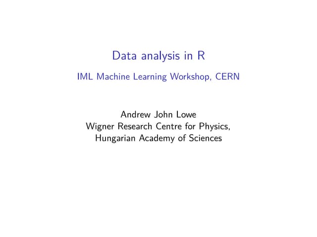 Data analysis in R
