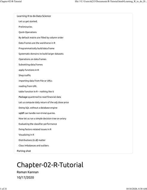 Chapter 2: R tutorial Handbook for Data Science and Machine Learning Practiti...