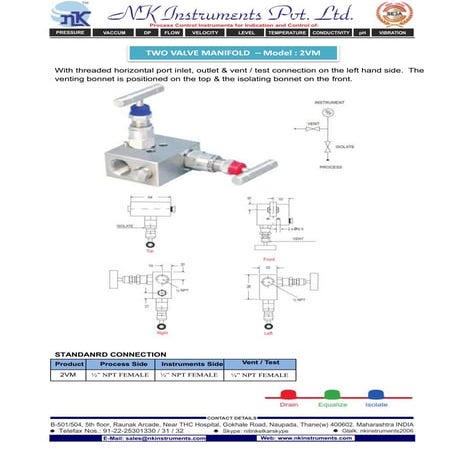 R type Two Valve Manifold (2VA)