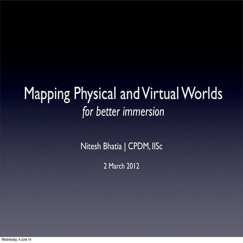 Mapping - Reality and Virtual Reality (Strictly No AR!!)